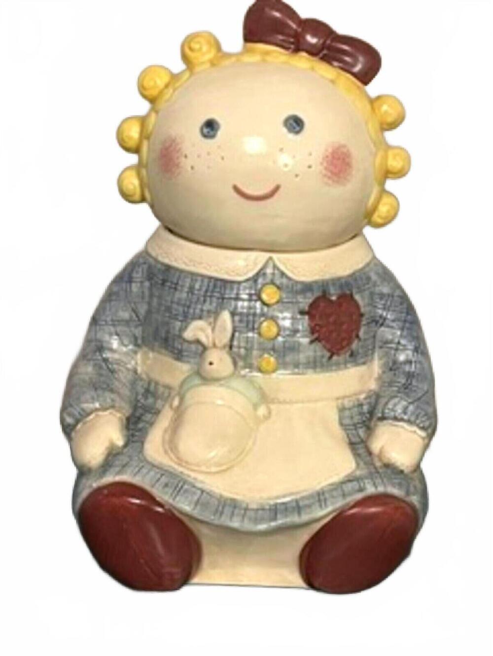 Vintage Treasure Craft Rag Doll "Sugar" Ceramic Cookie Jar Made in USA